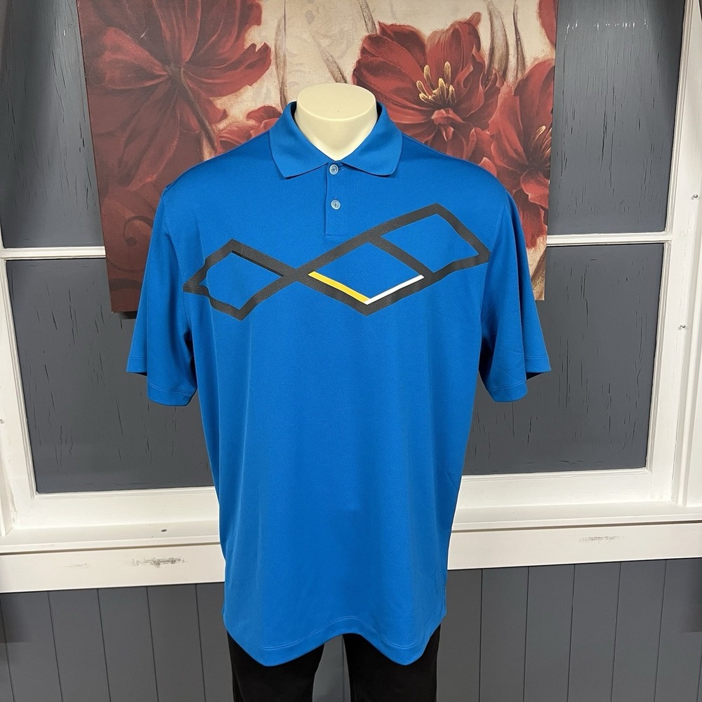 Nike Golf Polo Shirt Pique Performance Mens XL Relaxed Fit Blue Dri-Fit - Picture 2 of 8